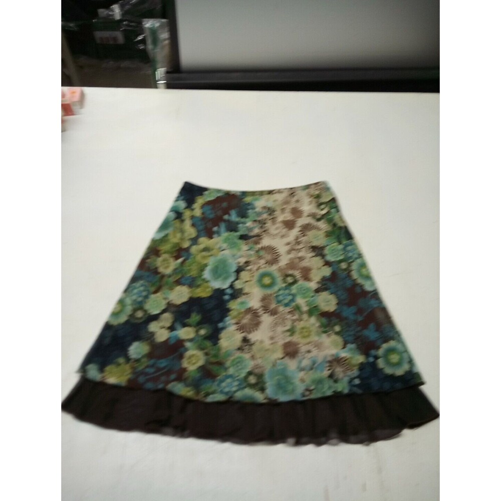 Wrapper Small Boho Floral Mixed Print Tiered A-line Knee Length Skirt Multicolo